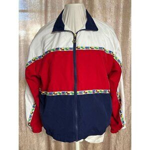 Vintage Windbreaker Women's Small Colorblock Nautical  Jacket Sailboat Zipper Pu